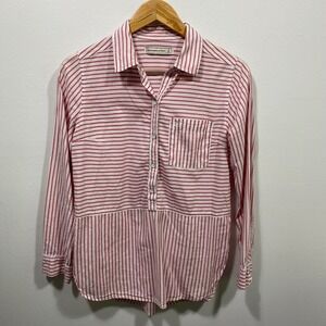 Abercrombie & Fitch Lightweight Coastal‎ Striped Half Button Shirt Small